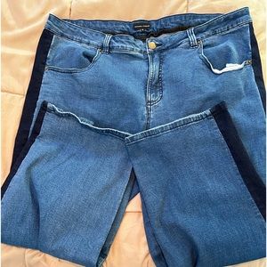 Universal Standard Wide Leg Denim with contrasting stripe